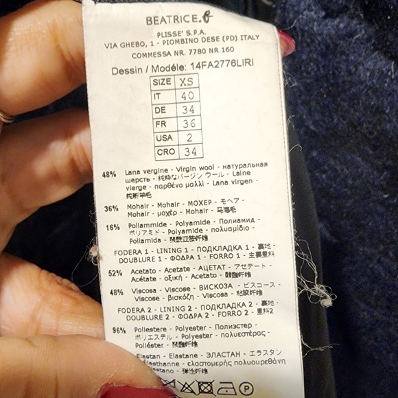 Beatrice .B  made in Italy wool blended Large heavy coat size 2 - Picture 6 of 15
